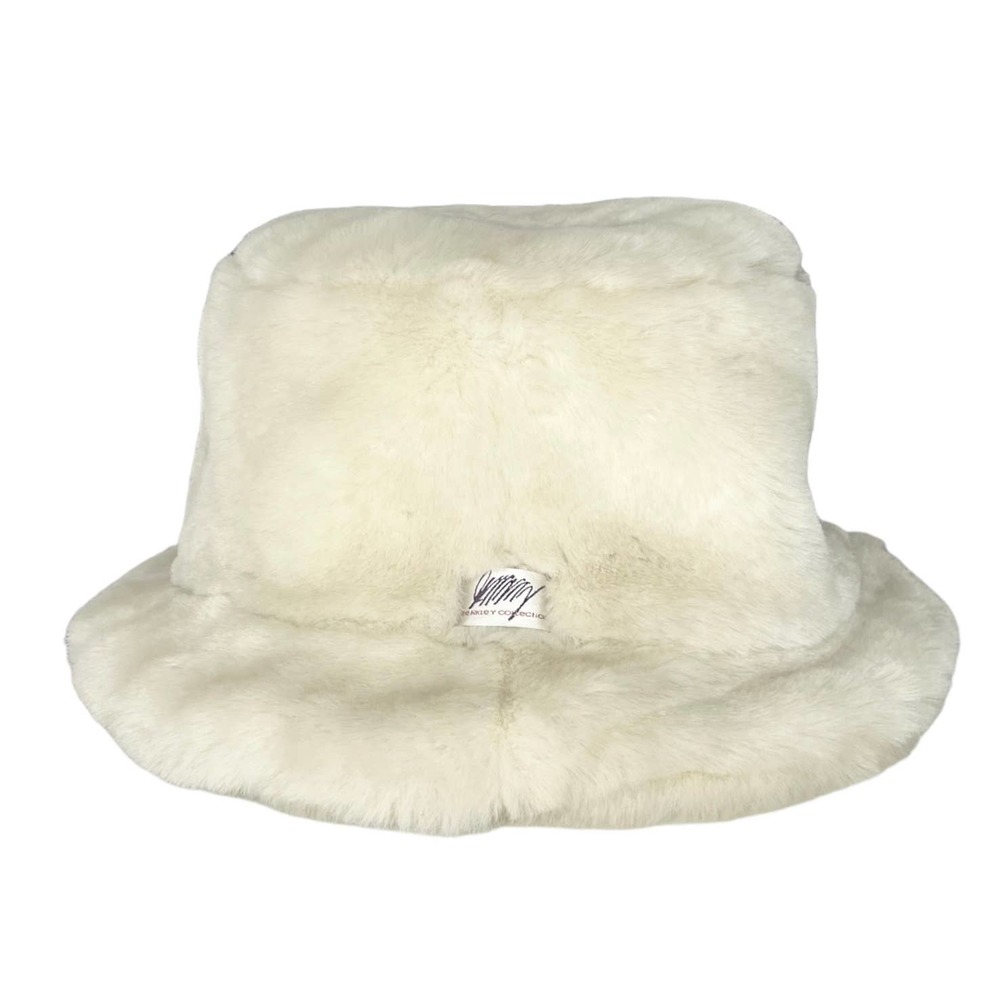 Merkley Headgear Retro Y2K Faux Fur Bucket Hat Cozy Trending Cream